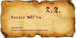 Kozicz Nóra névjegykártya